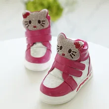Autumn Winter Fashion Children Cartoon Princess Shoes Boots Girls Kitty Cat Boot Kid’s Warm Thick Sneaker Shoes
