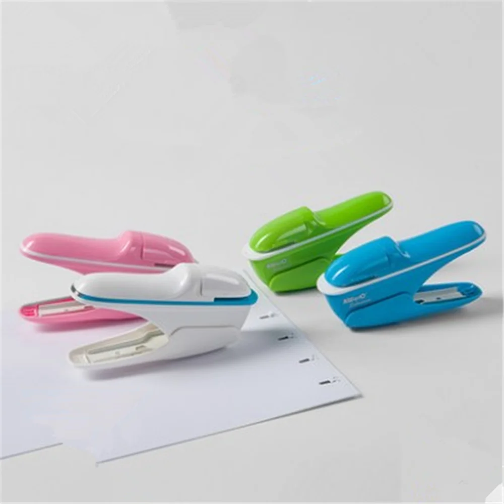 

1pcs Creative Hot Mini Stapler Safe Staple Free Stapler 10 Sheets Office Paper binding Stapleless Stapler Without Staple