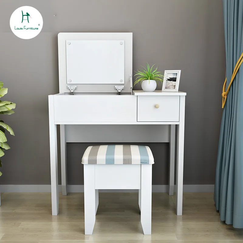 

Nordic dresser storage brief modern flip over makeup table, computer table dual-use, makeup stool small apartment makeup table