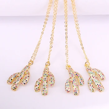 

6PCS, Fashion Lady Girl Cactus Shaped Colorful Zirconia Top Quality Copper Jewelry Pendant Rainbow Necklaces