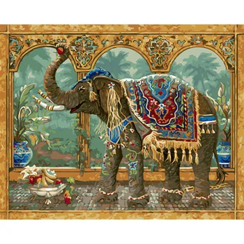

Numbers Acrylic Paint Abstract Modern Wall Art Canvas Painting For Home Decor 40X50CM Thai elephant