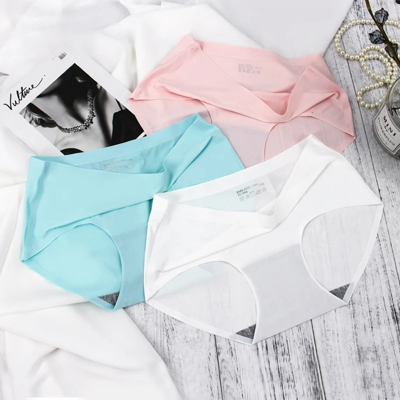Toppick Sexy Panties Women Seamless Panties Solid Underwear Women G String lingerie Ice Silk Soft Cozy Briefs Culotte Femme
