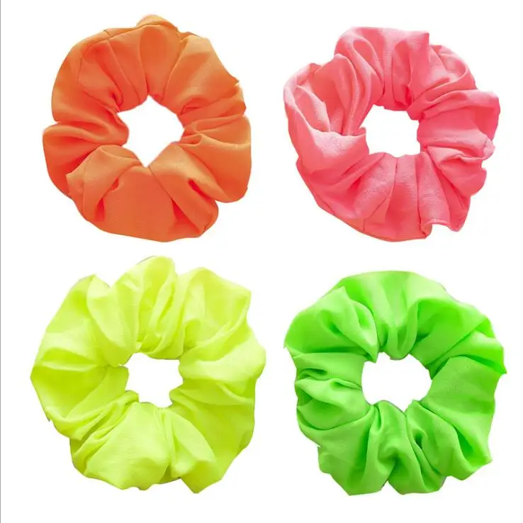 New arrival Fashion summer women Neon color hair scrunchies girl's Fluorescent Ponytail Holder Hair bands Accessories