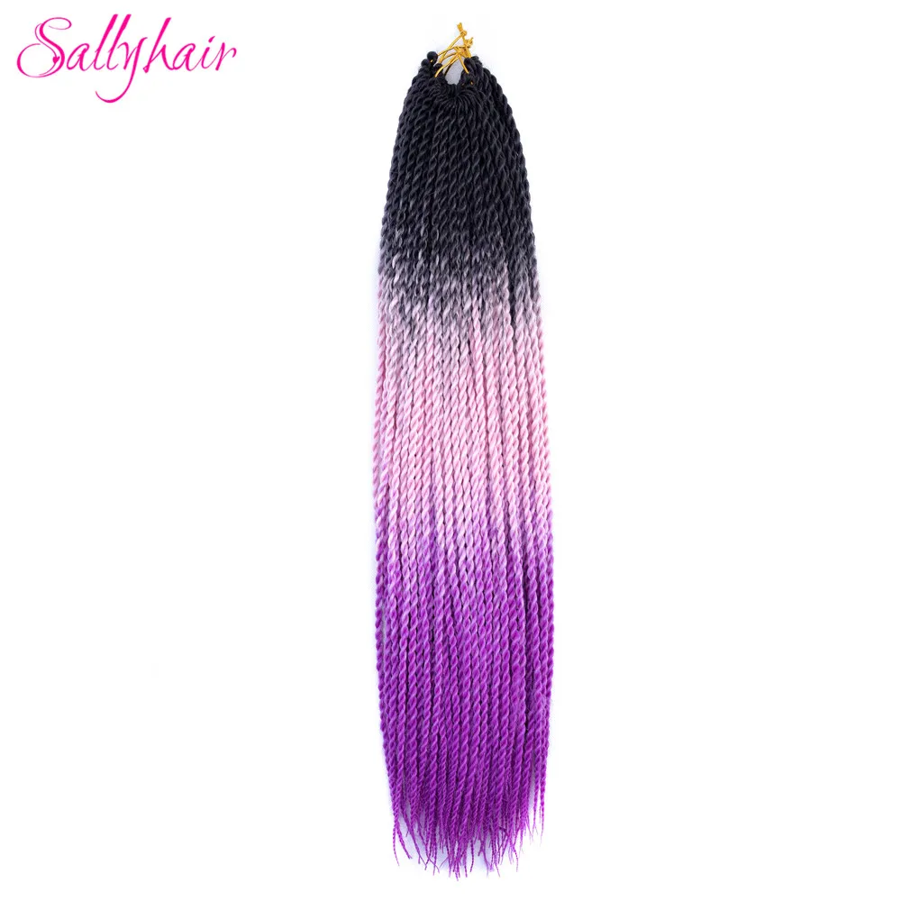 Sallyhair, 24 дюйма, 20 прядей, Омбре, цвет, сенегаль, закрученные косички, волосы для наращивания, высокая температура, синтетические, вязанные, косички - Цвет: T27/30/4