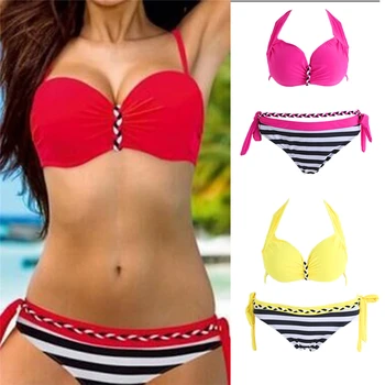 

VSRRWL Bikinis Set Sexy Bikini Women Swimsuit Swimwear Push Up Plaid Bathing Suit Summer Beachwear