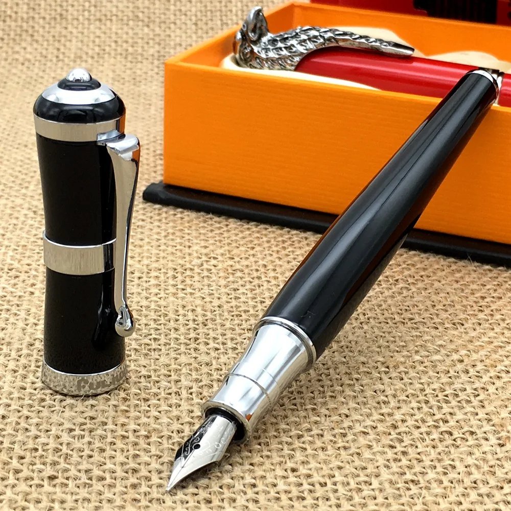 Fuliwen classic black Fountain Pen metal barrel office supplies ink Pen Greta Garbo Style Fine