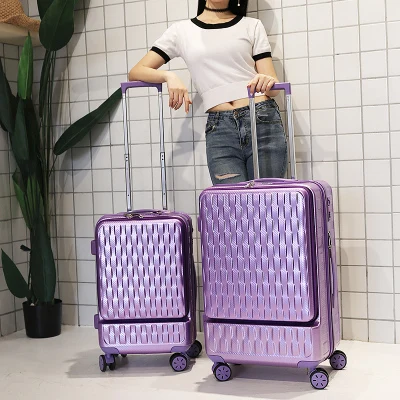 Передний открытый прокатный багажный Спиннер для переноски Дорожный чемодан для женщин и мужчин Модный популярный чехол на колесиках 20/24 дюймов - Цвет: Purple