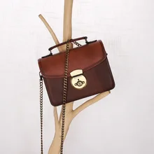 Женская кожаная сумка в стиле ретро, модная маленькая квадратная сумка на плечо, сумка-мессенджер с цепочкой