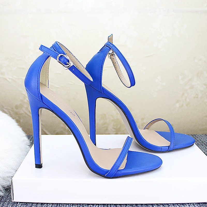 Fashion Classics Brand ZA R Peep toe Buckle trap Stiletto High Heels Sandals Shoes Woman Blue White Red Wedding Shoes Factory 43