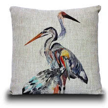 Nueva funda de almohada de pájaro acuarela Vintage pintada, funda de cojín de cisne de Color, almohada de lino en decoración del hogar cojines de sofá