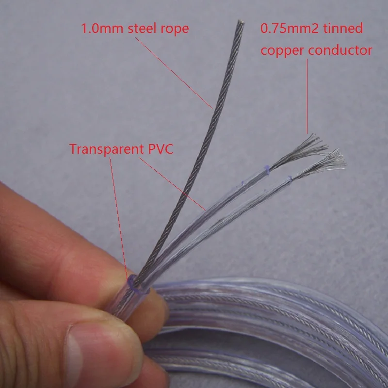 Прозрачный 2*0,75 мм Шнур питания Электрический кабель с 1,0 мм поддерживающим стальным канатом для светильник ing лампы электрический провод подвесной светильник