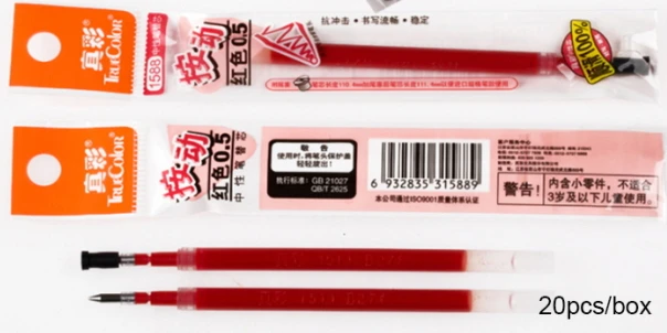 Нажмите гелевая ручка и гель для пополнения большая емкость leugth быстросохнущие воскресить 0.5 мм - Цвет: refill red 20pcs