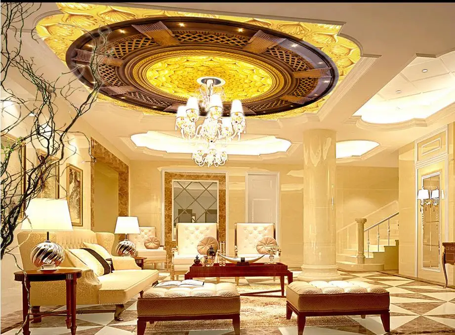 

wallpaper 3d ceiling Golden flower ceiling murals 3d ceiling murals wallpaper 3d customized wallpaper