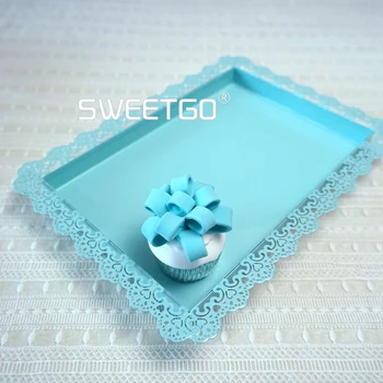 

Out Lace Cake Disc Rectangle WROUGHT IRON A Snack Dish Wedding Dessert Platform Prop Pink Colour Square Disc Originality Tray