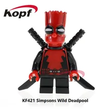 Single Sale Super Heroes Red Yelllow Simpson Wild Deadpool Model Bricks Action Figures Building Blocks Children Gift Toys KF421
