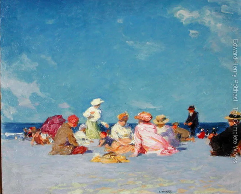 

oil painting beach and Children Afternoon Fun by Edward Henry Potthast High quality Hand painted Landscape Art Home Decor