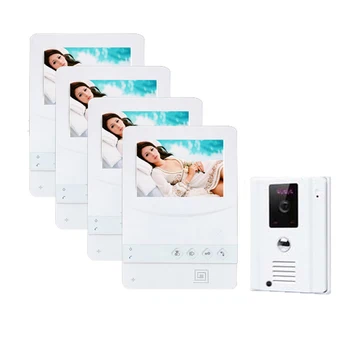

New Arrival Mini 4.3 inch Video Door Phone Intercom System 4Monitors+1Outdoor Door bell Camera Available FREE SHIPPING