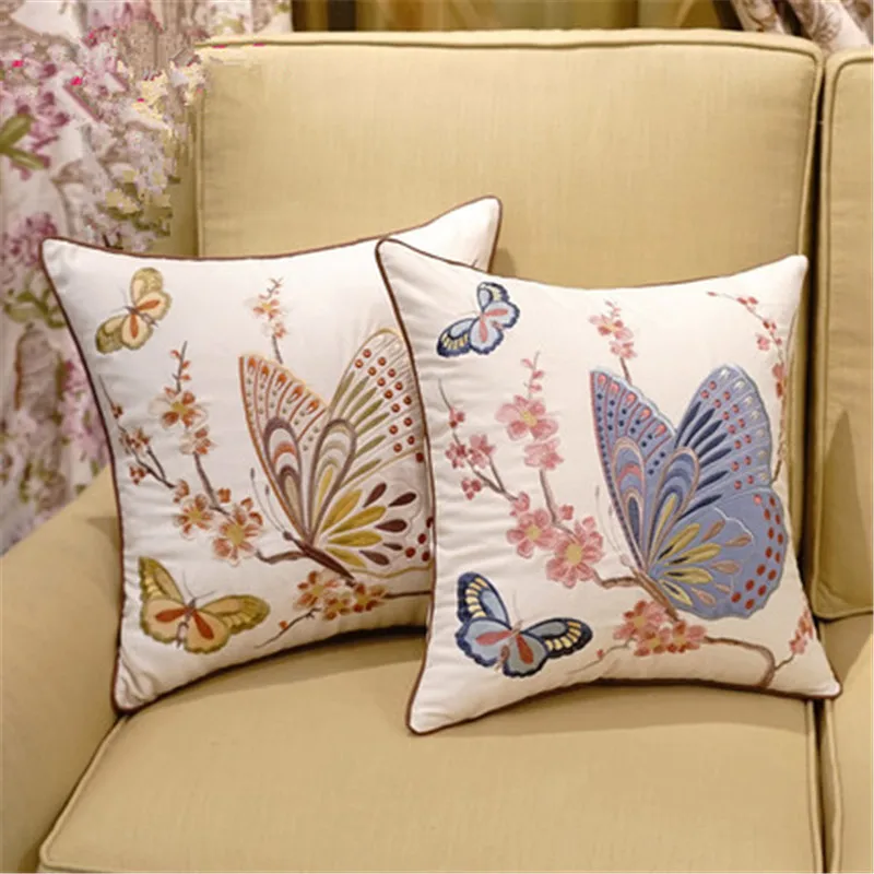 Luxury linen embroidery fabric Cushion Cover Pillowcase Sofa/Car Cushion /Pillow Home Textiles