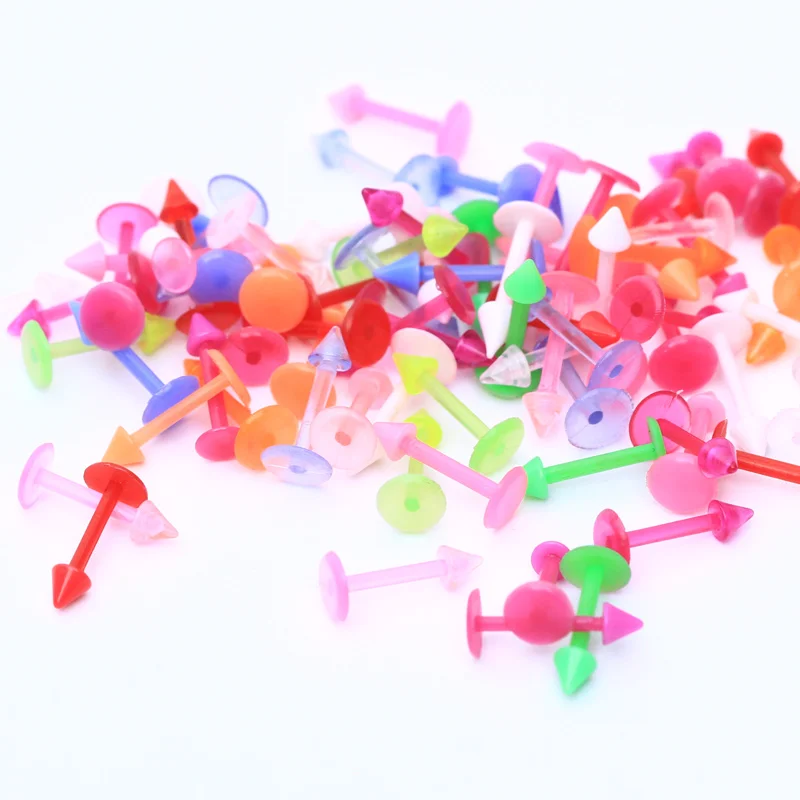 10pcs Acrylique Boule Labret Lèvre Langue Bar Ring Barbell Body Piercing Jewelry