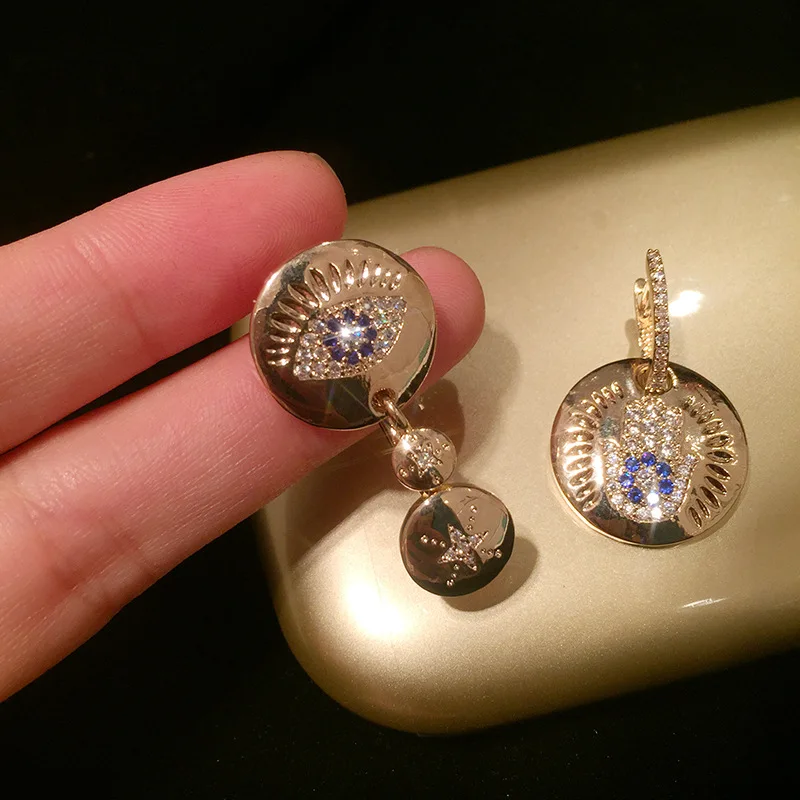

Famous Design Luxury Popular Fatima Hand Evil Eye Earrings CZ Zircon Cubic zirconia Islamic Amulet Earring Women Fashion Jewelry