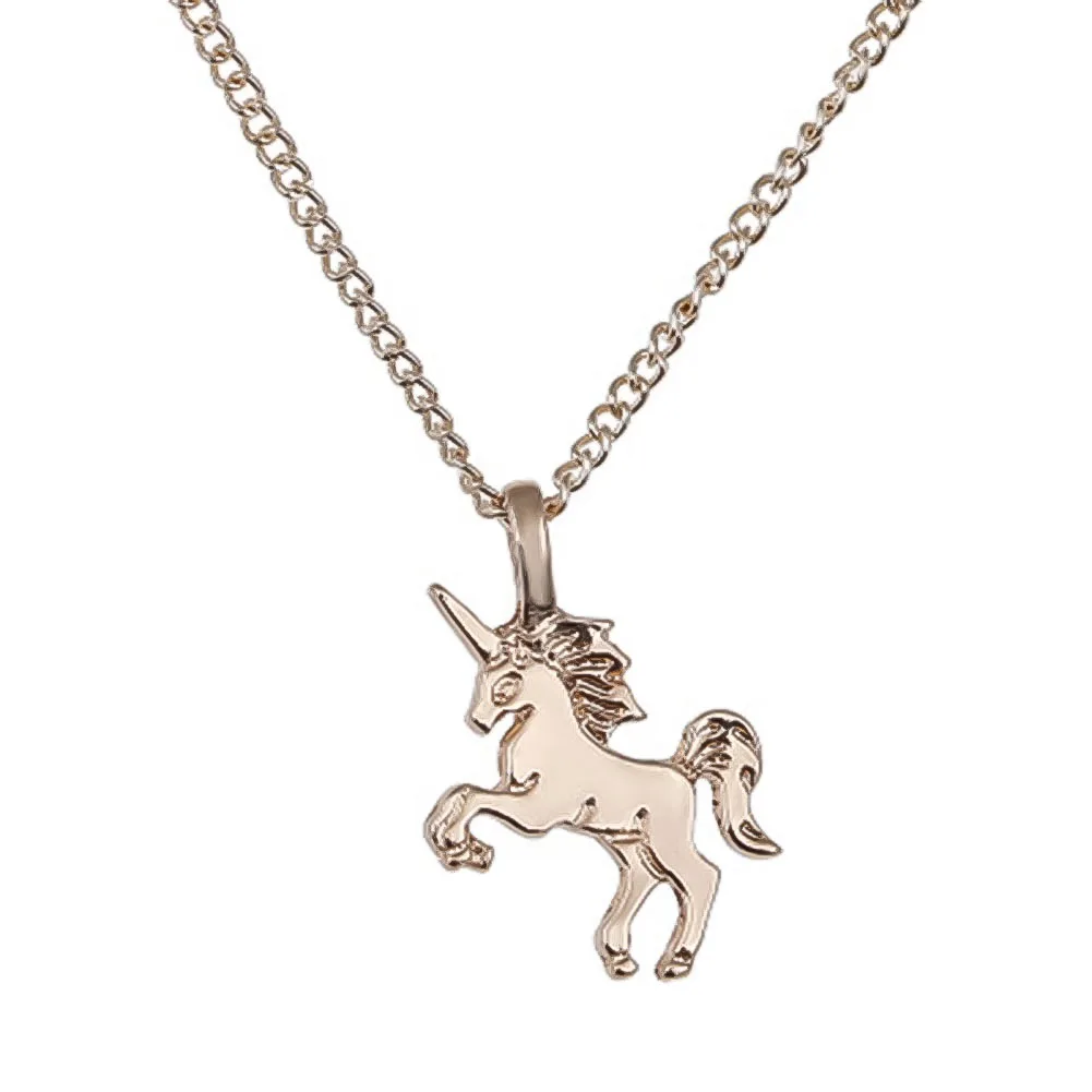 

On Sale Gold&Silver Plated Cute Horse Pendant Necklaces Simple Women Chain Necklace Christmas Birthday