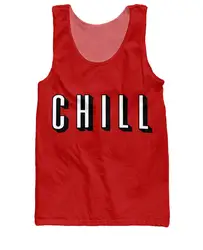 Холодок безрукавка горячие Майка Для мужчин Chill алфавитный иероглиф уличной моды Chill одежда хип-хоп 3D топы Для мужчин жилет