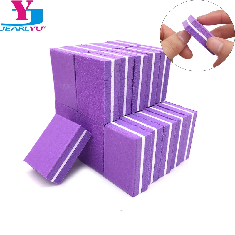 

100pcs/lot Nail Art Sanding File Purple Sandpaper Salon Mini Sponge Nail File Buffer Block Acrylic Nail Products Manicure Tool
