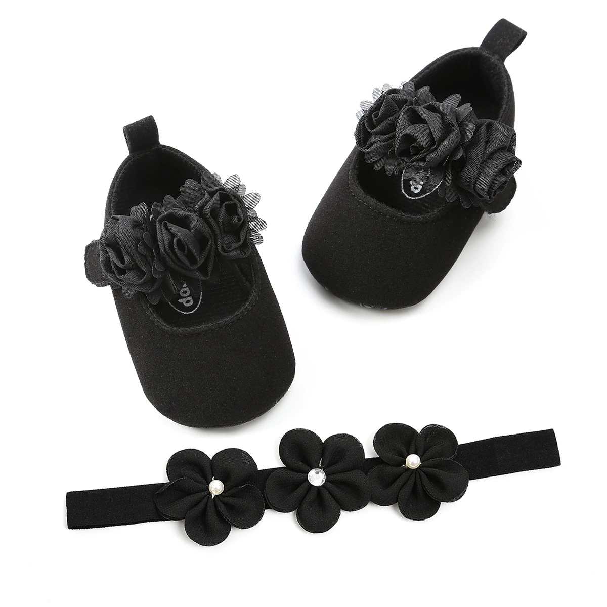 Новорожденный Младенец младенца первые ходунки кроссовки Девочки Мальчики кружева крюк на мягкой подошве для младенцев обувь для девочек с красивым 3D цветком головная повязка
