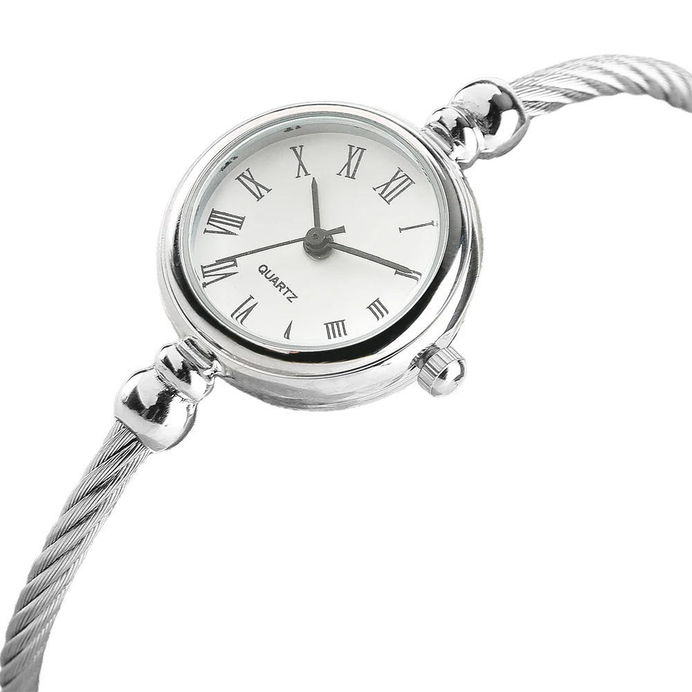 Elegant 2018 New Arrival Women Bangle Watch Roman Number Dial Quartz Wrist Watch Simple Rotating Twist Stainless Steel Band (17)