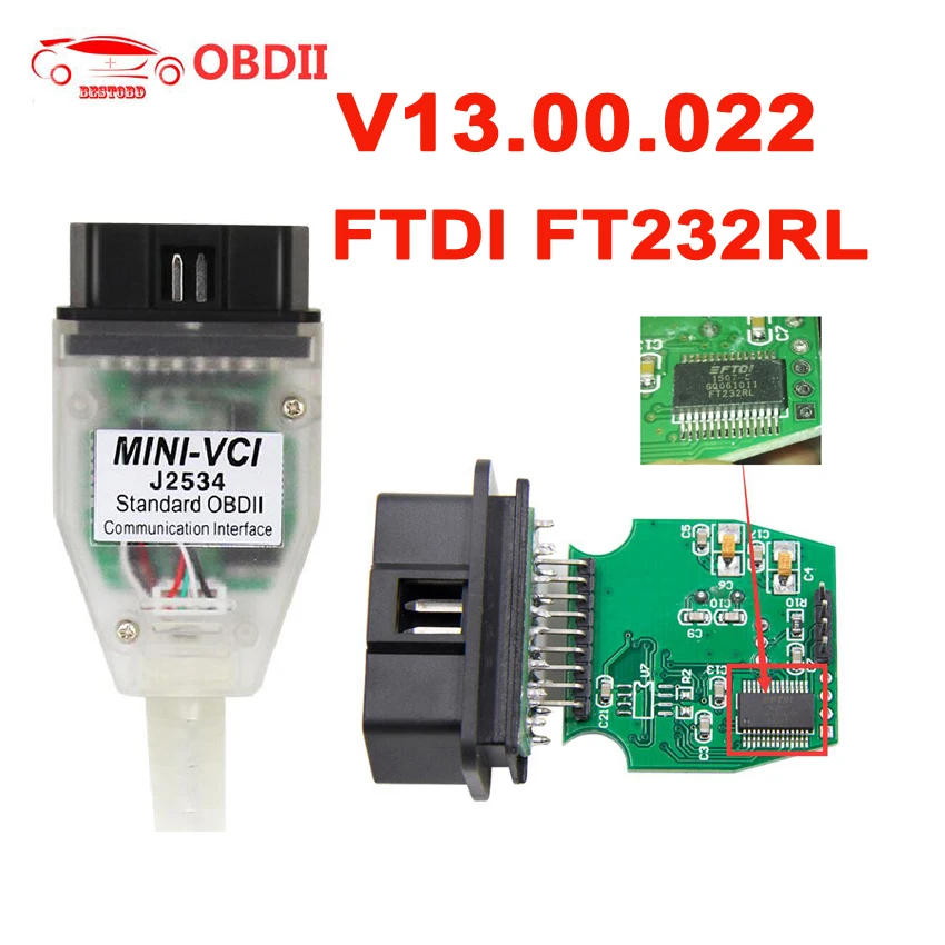 

MINI VCI V13.00.022 For Toyota INPA K+CAN for BMW ELS27 FORScan for Ford Op com v1.95 for Opel J2534 For Honda OBD Diagnostic
