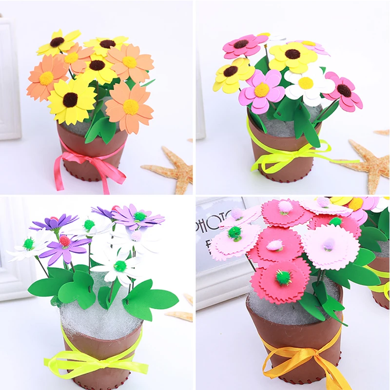 New design DIY non woven artificial flower pot children hand toys,Early