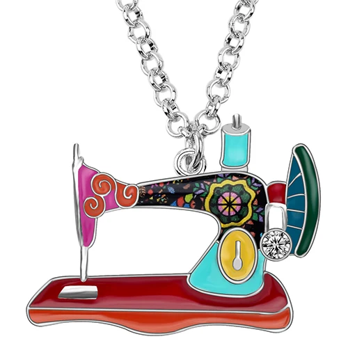 Bonsny эмалированный сплав Стразы цветочный шитье ожерелье с кулоном в форме машины Кулон Воротник модные винтажные инструменты ювелирные изделия для женщин подарок для девочек - Окраска металла: Multicolor