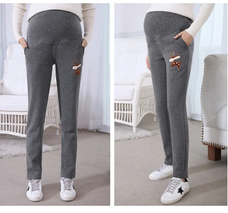 Горячая Распродажа, качественные хлопковые брюки для беременных, универсальные утепленные бархатные зимние штаны для беременных женщин, большие размеры M-XXL