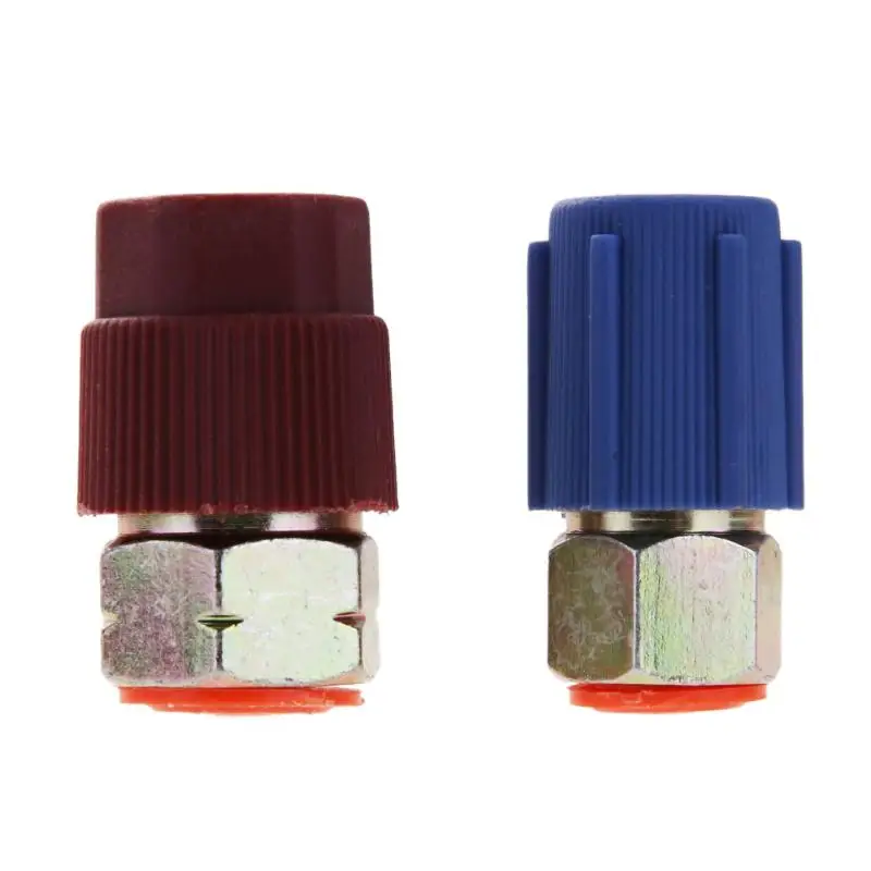 

Red Blue Car Retrofit 7/16 to 3/8 Conversion Adapter R12 to R134a High/Low Voltage AC Fitting for Automobiles Air Conditioner