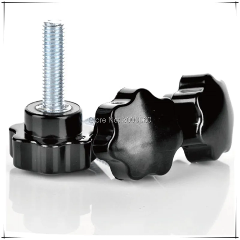 M6*25m Hand Tighten Screws Black Plastic Star Head Plated Steel Machine Screw Handle Thumb Screws photo