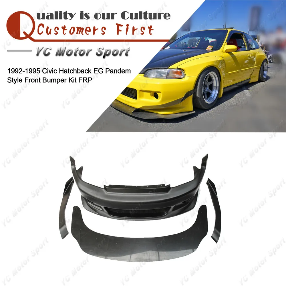 FRP Fiber Glass Body Kit Fit For1992 1995 Civic Hatchback EG PDM Style Front Bumper Cover with Splitter Lip & Canard-in Bumpers from Automobiles ...