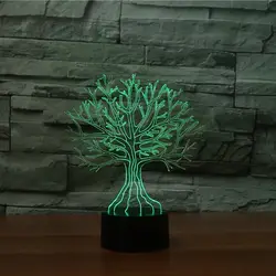 Творческий Usb 7 цветов Изменение визуальных ветви деревьев ночные огни 3D светодиодные настольные лампы ребенок Спальня сна освещения