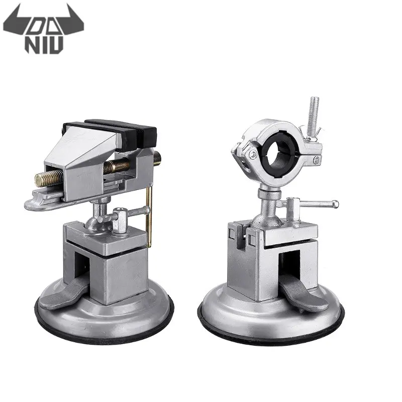 

DANIU Sucktion Type Round/Flat Aluminum 360 Clamp-on Table Vise Bench Grinder Holder Electric Drill Universal Rotating Pliers