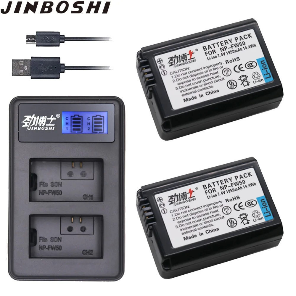 

2/3/4pcs 1950mAh NP-FW50 NP FW50 Battery + LCD USB Dual Charger for Sony Alpha a6500 a6300 a6000 a5000 a3000 NEX-3 a7R Camera