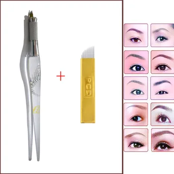 

Tattoo Pen PCD Needles Tattoo machine eyebrow Microblading pen permanent makeup with 2pcs blade Microblading tool tebori pen