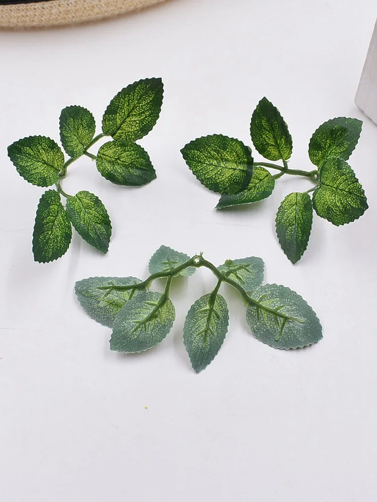 10pcs 6*10cm Artificial Green Leaf Flower Wedding Home Decoration Leaf DIY Scrapbooking Craft Fake Flowers
