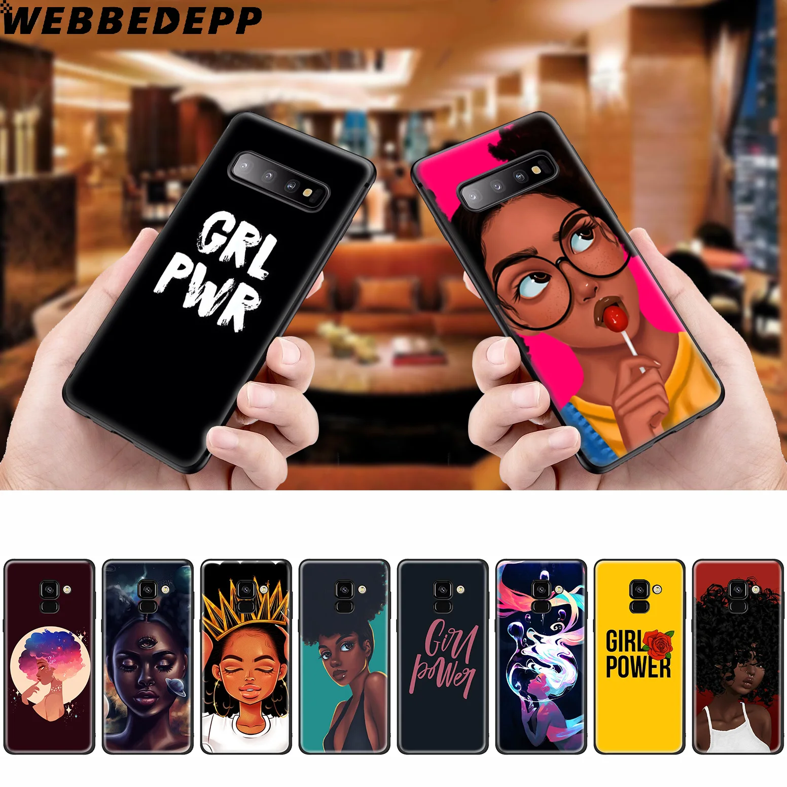 WEBBEDEPP черный афро Девушка Силиконовый чехол для Samsung Galaxy A3 A5 A6 A7 A8 A9 A10 A20 A30 A40 A50 A70 M10