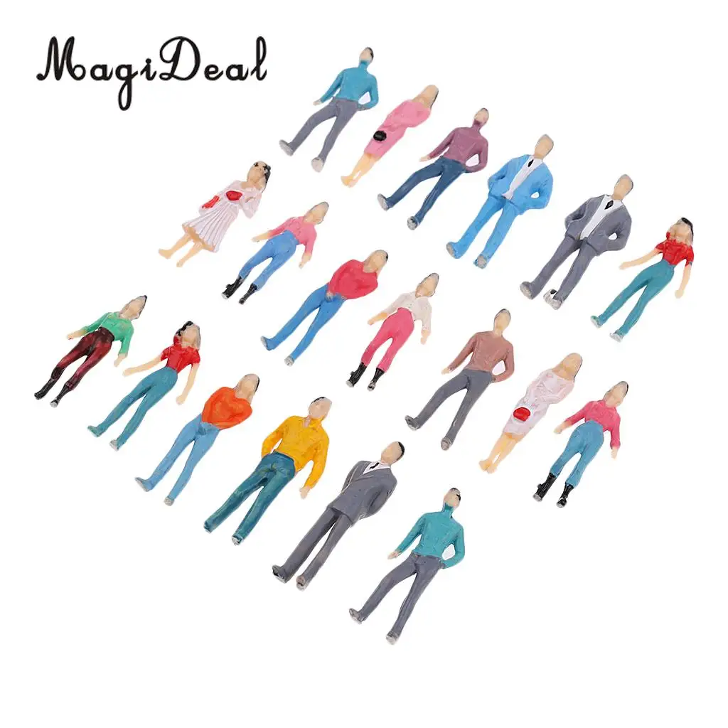 MagiDeal 1Set 1/50 Scale Train Railway Park Street Building Passenger People Figures Model HO Painted for Layout Landscape Scene