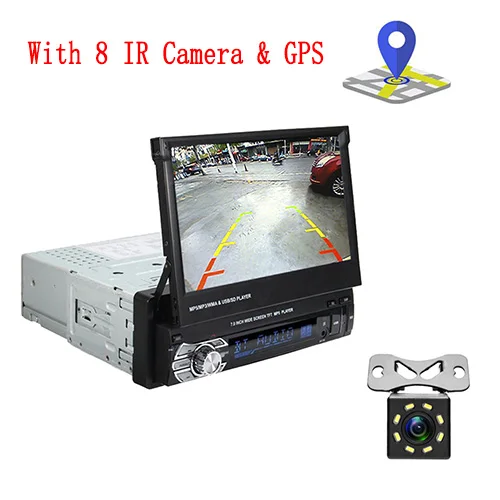 Podofo 1 din " Универсальный Автомобильный Радио gps навигация Авторадио Видео плеер Bluetooth выдвижной сенсорный экран MP5 стерео аудио - Цвет: 8 IR Camera With GPS