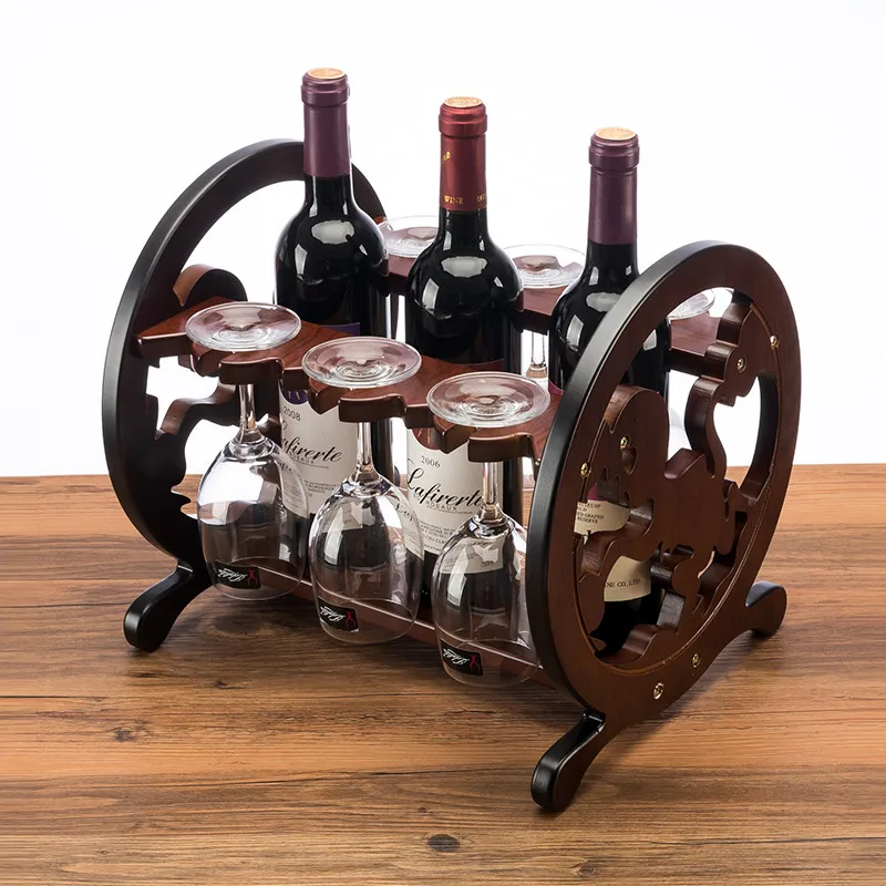 

Creative Twelve Chinese Zodiac Signs Monkey Wine Red Wooden Red Wine Rack Three Bottles Holder