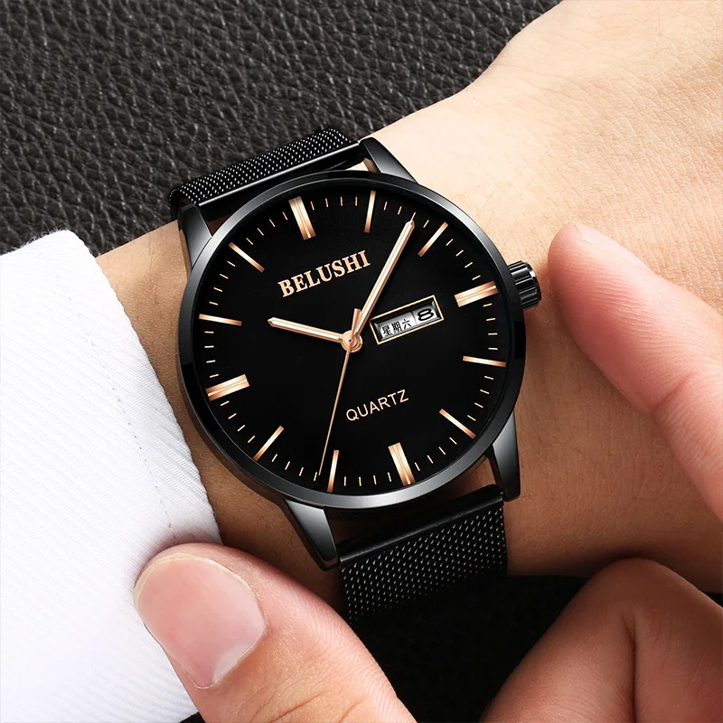 

Mdnen Men Watches Week Date Reloj Mujer Male Wristwatch Scratchproof Waterproof Luminous Quartz Montre Femme Gift Masculino