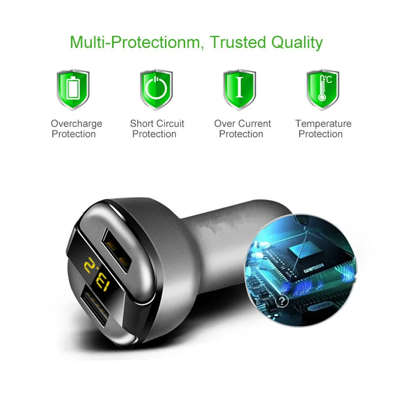 2016 New 3.4A Fast Charging Car Charger Dual USB Port With Voltage/Current Meter Tester Digital LED Display