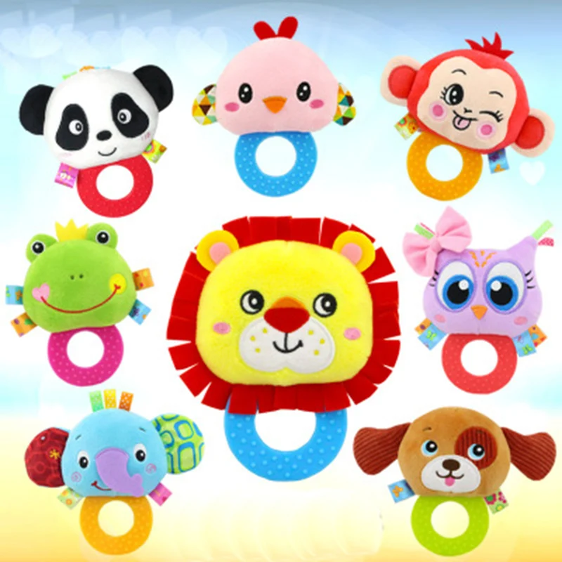 

Infant Baby Plush Stuffed Toy Hand Grasp Teethers Cute Animal Newborns Early Development Boys Girls Gift