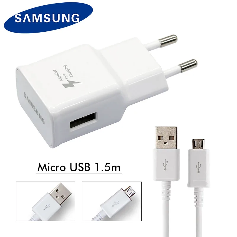 

Original Samsung Galaxy S6 S7 Edge Quick Travel Charger Micro USB Data Cable Galaxy Note 4 5 Adaptive Fast Charge 9V-1.67A&5V-2A