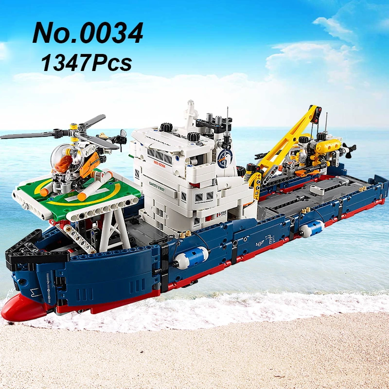 

1342Pcs Technic Series Ocean Explorer 20034 The Searching Ship Set Building Blocks Compatible Legoings Bricks Kid Toy Child Gift